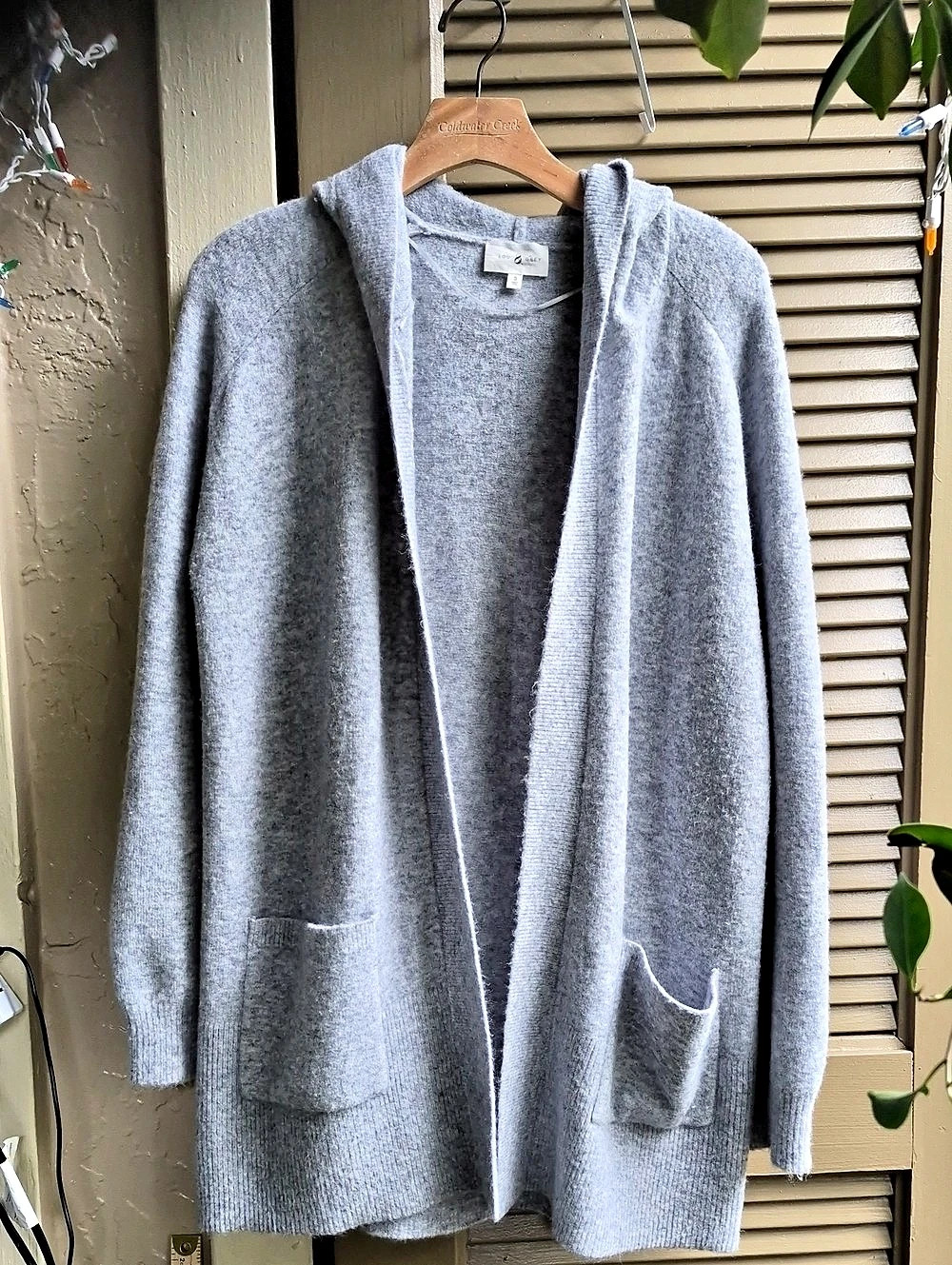 Lou & Grey Hooded Open-Front Cardigan in Gray Size Small Like New